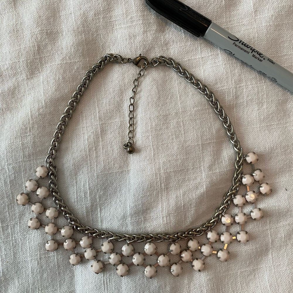 Blush pink and silver fashion necklace